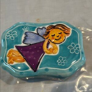 Vintage Hand-painted jewelry ceramic box